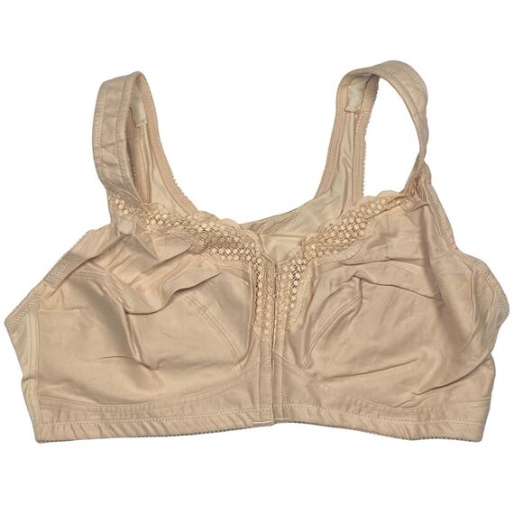 Exquisite Form 40DD Fully FRONT CLOSURE Cotton Posture Bra Nude Lace - Picture 1 of 7